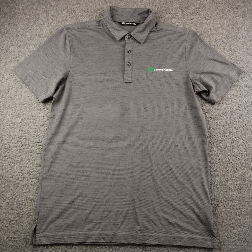Travis Mathew Polo Shirt Mens Medium Cotton Grey Embroider EUC